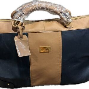 JM NEW YORK Rolling Travel Bag Black Tan
